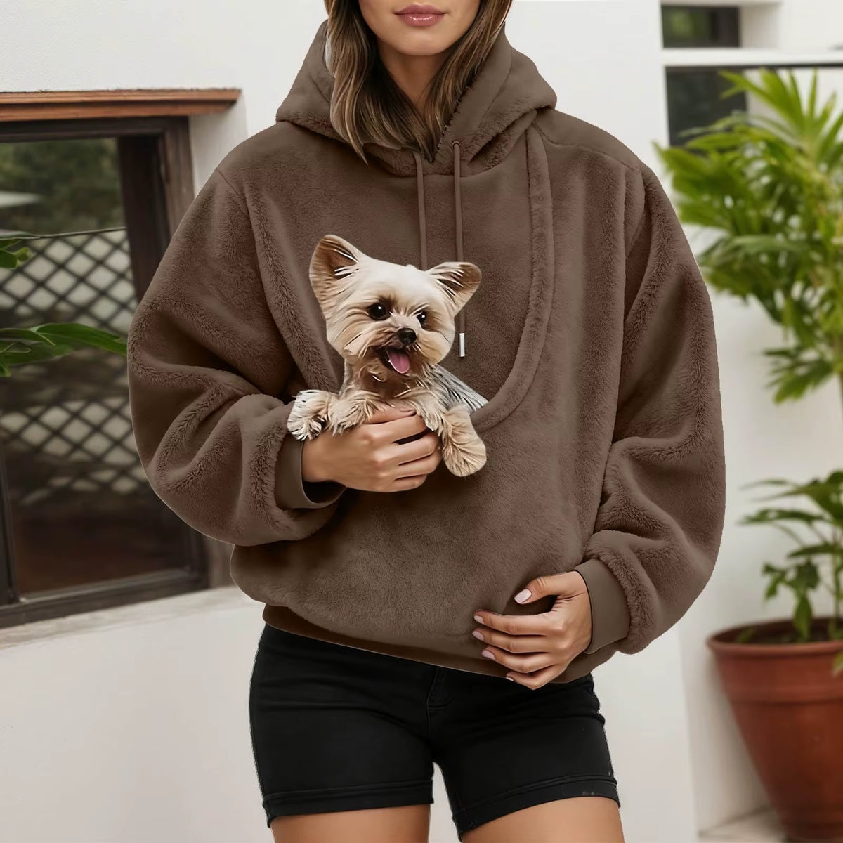 Unisex Pet Carrier Hoodie - Hands-Free Wearable Dog Carrier