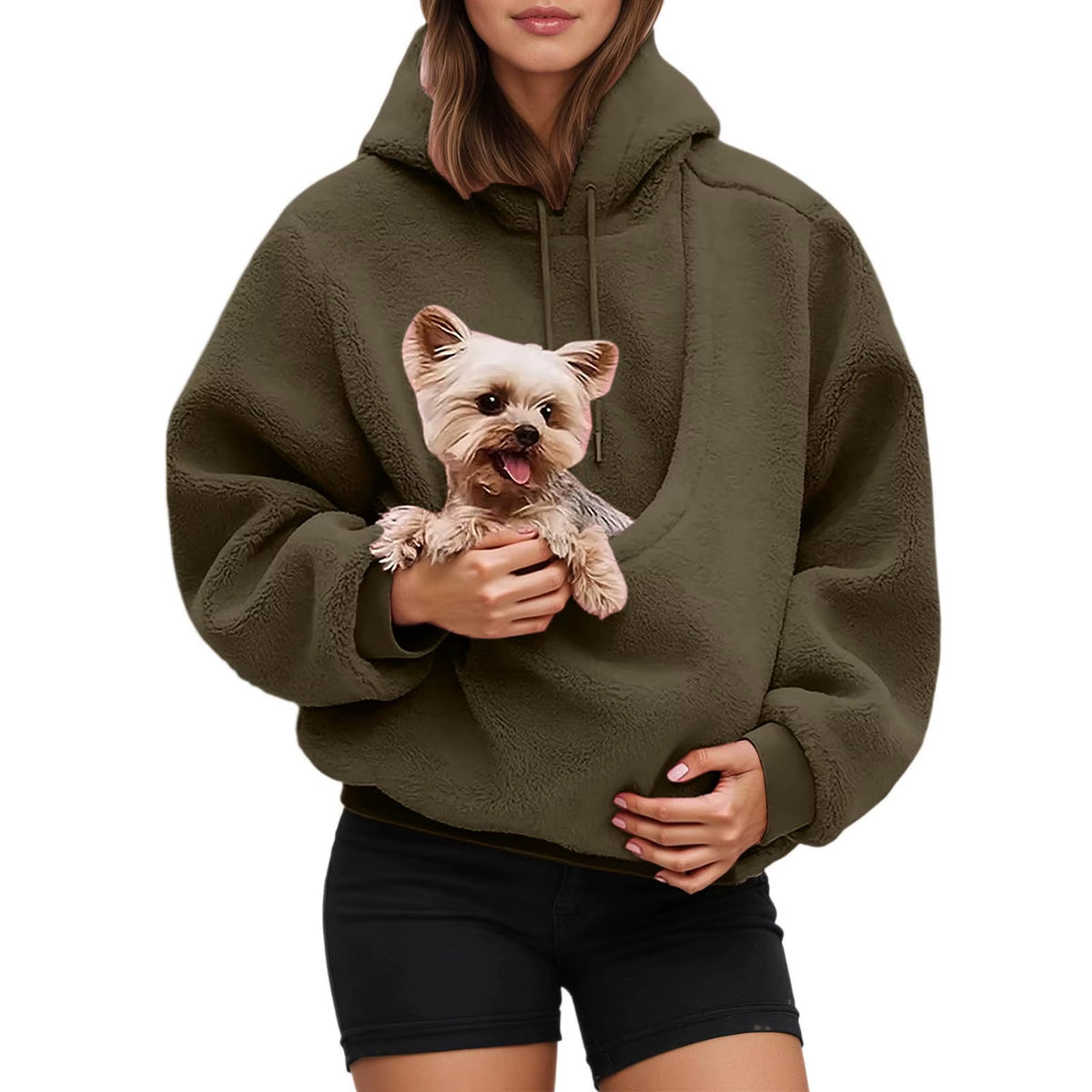 Unisex Pet Carrier Hoodie - Hands-Free Wearable Dog Carrier