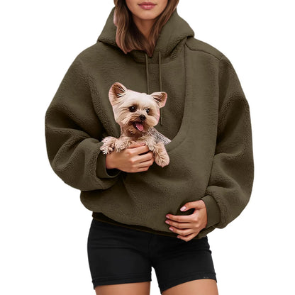 Unisex Pet Carrier Hoodie - Hands-Free Wearable Dog Carrier
