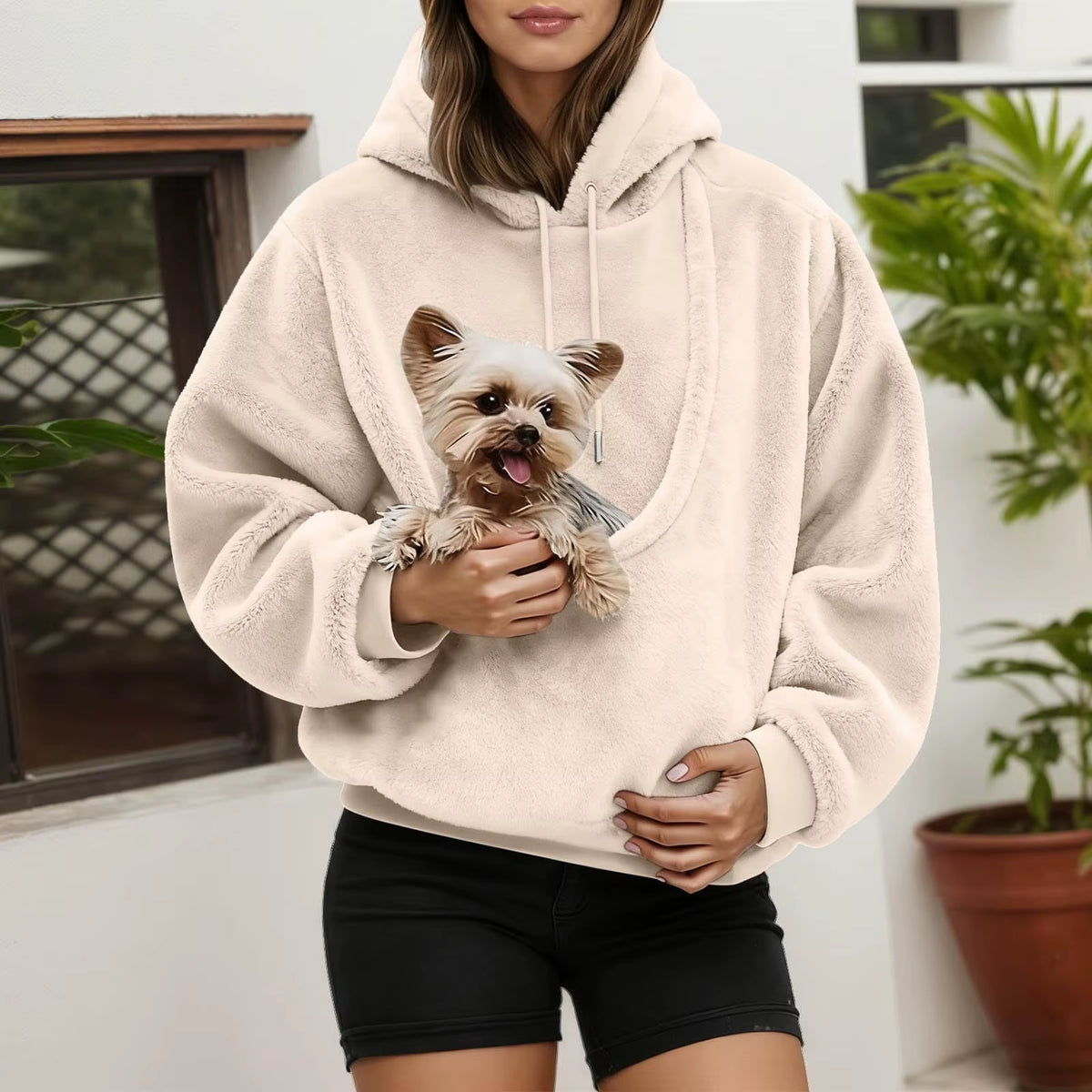 Unisex Pet Carrier Hoodie - Hands-Free Wearable Dog Carrier