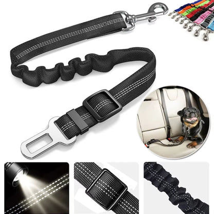 Reflective Dog Seat Belt - Adjustable Nylon Harness for Car Travel