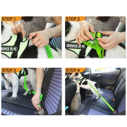 Reflective Dog Seat Belt - Adjustable Nylon Harness for Car Travel