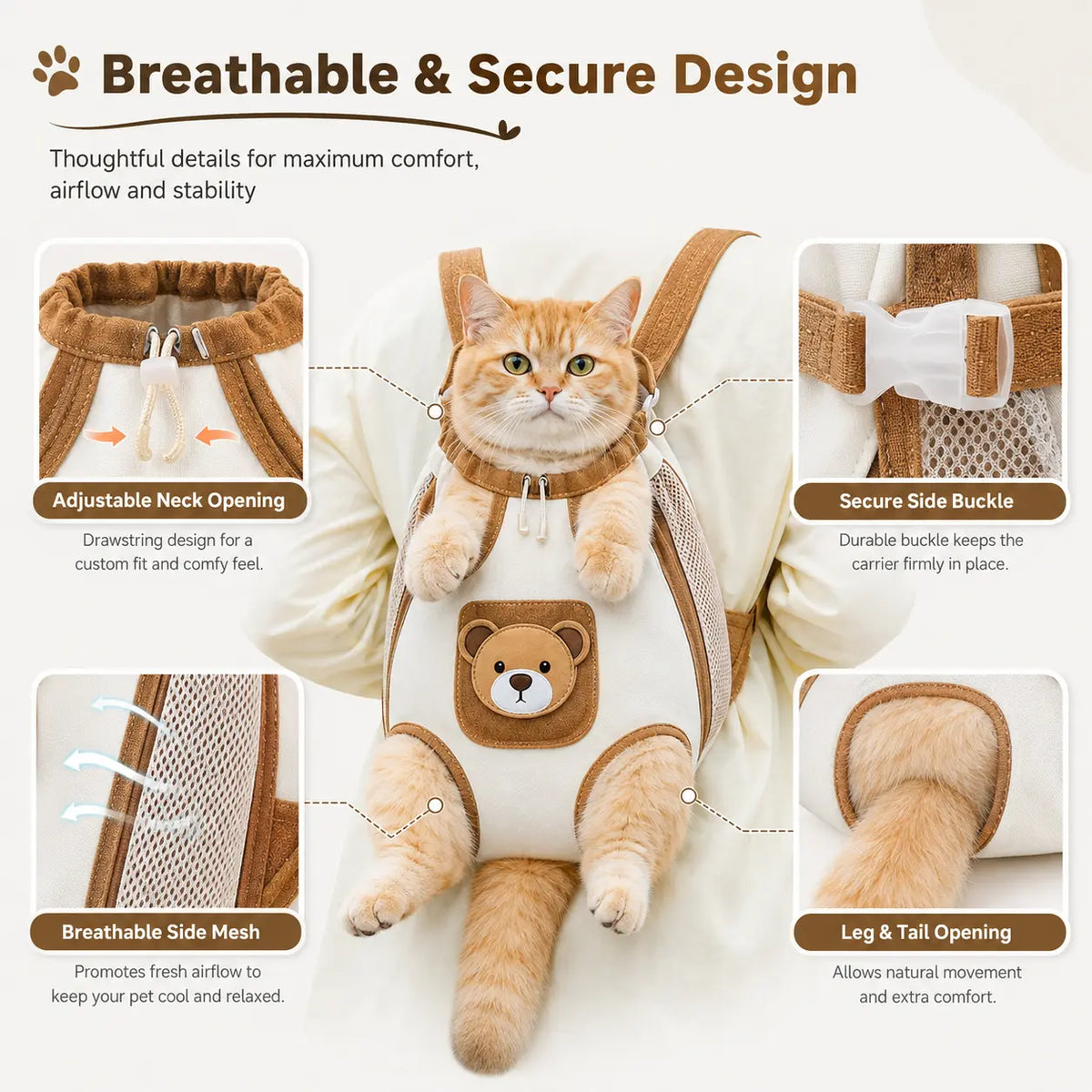 Mesh Pet Carrier Backpack - Lightweight, Breathable Travel Pack for Dogs & Cats