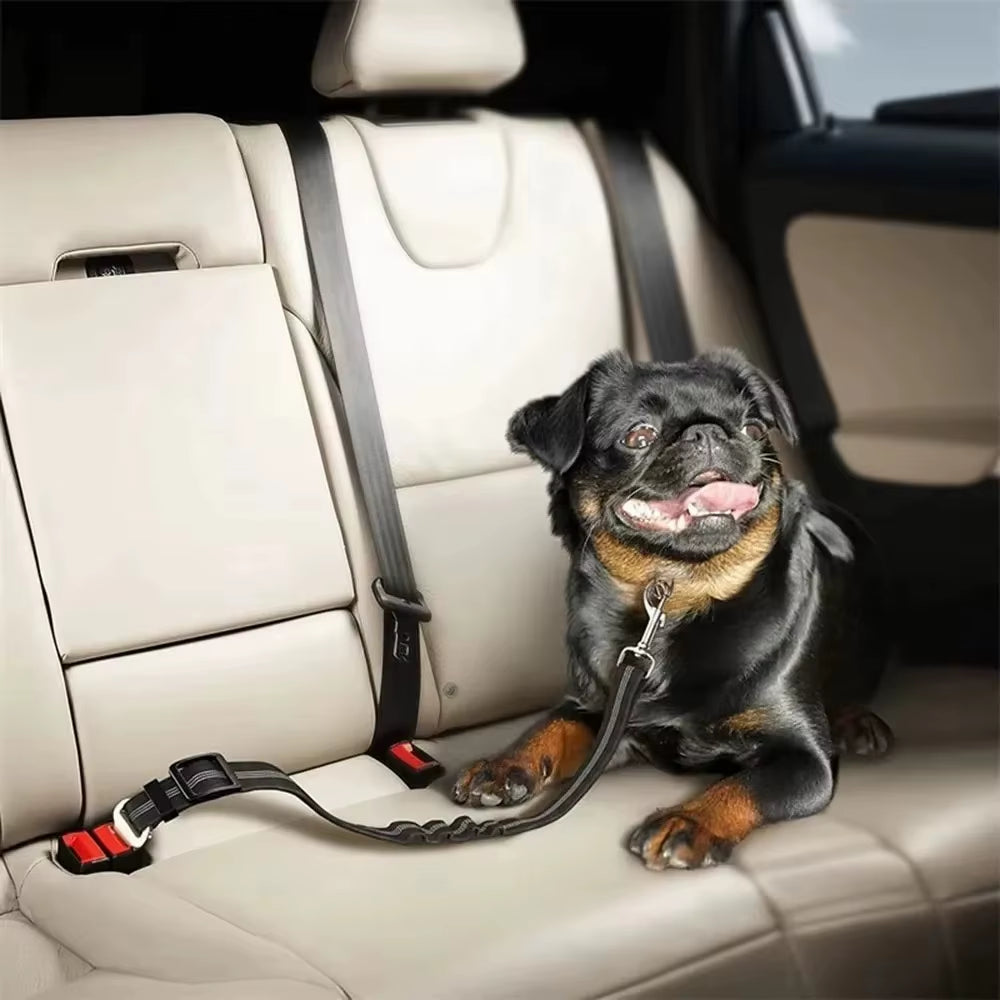 Reflective Dog Seat Belt - Adjustable Nylon Harness for Car Travel
